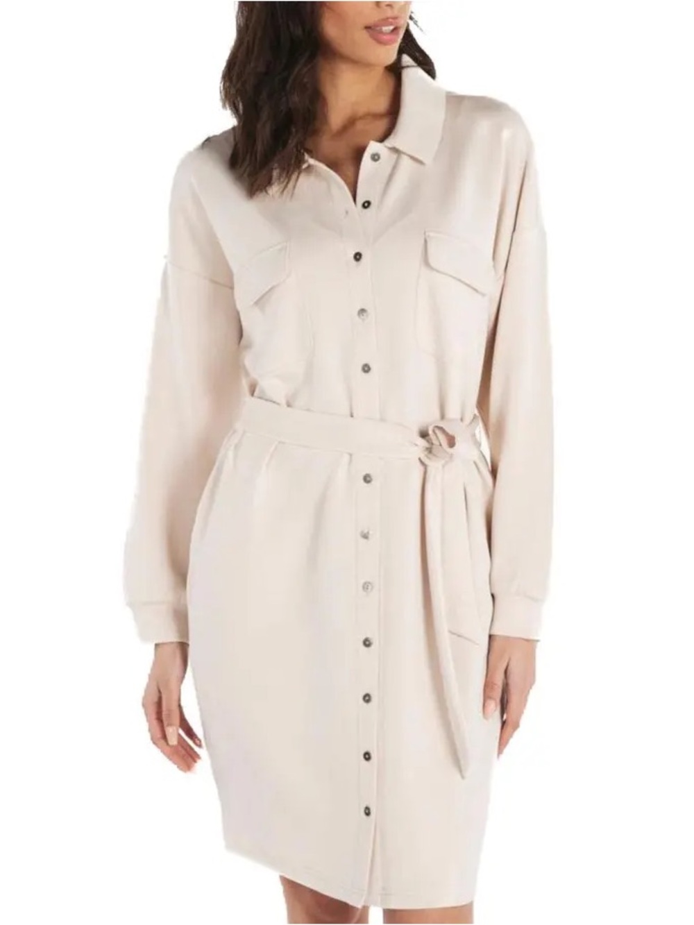 ESQUALO Soft Scuba Shirtdress Button Front Sz M